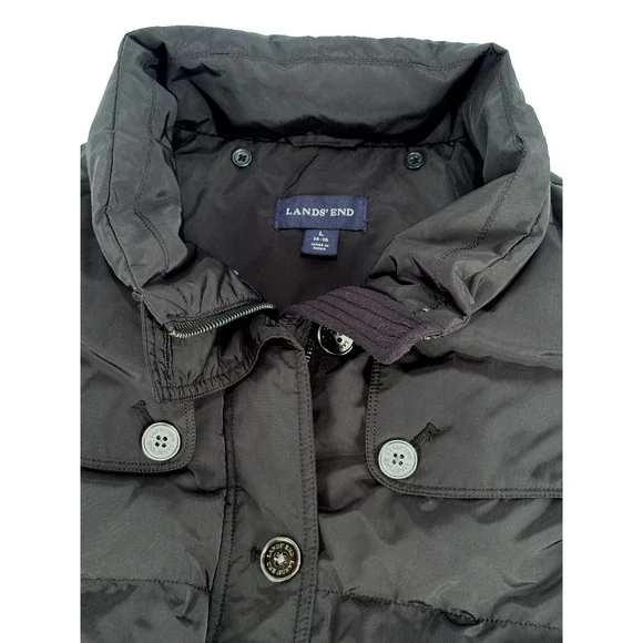 Lands End Thick Down Puffer Vest Womens LARGE Black Feather insulated Jacket ECU - Picture 4 of 9